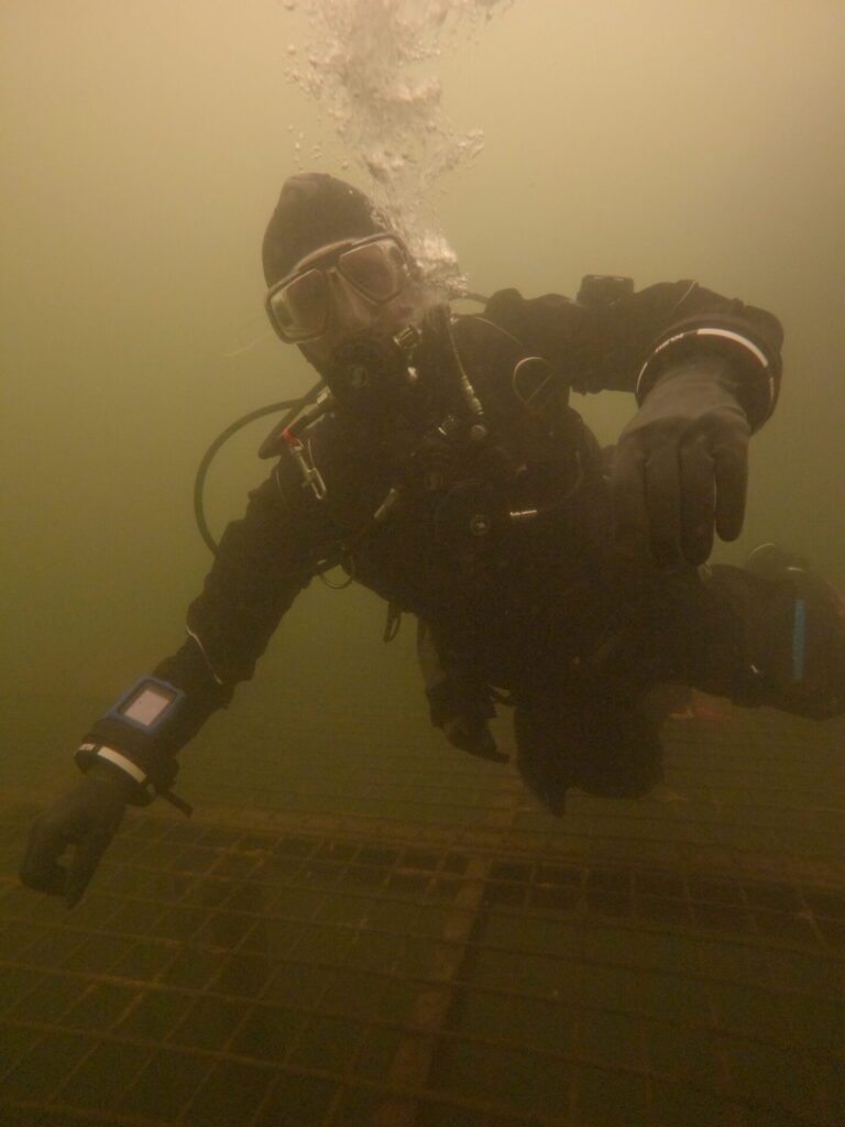 Diver happy in his own camaro drysuit